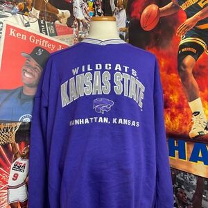 Vintage Kansas State Wildcats Crewneck Lee Sport NCAA Purple USA Sz 3XL